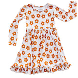 Tan Floral Ribbed Dress - HoneyBug 