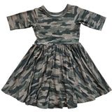MID SLEEVE BAMBOO DRESS- Chris Camo - HoneyBug 
