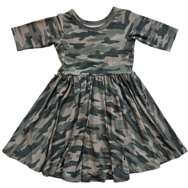 MID SLEEVE BAMBOO DRESS- Chris Camo - HoneyBug 