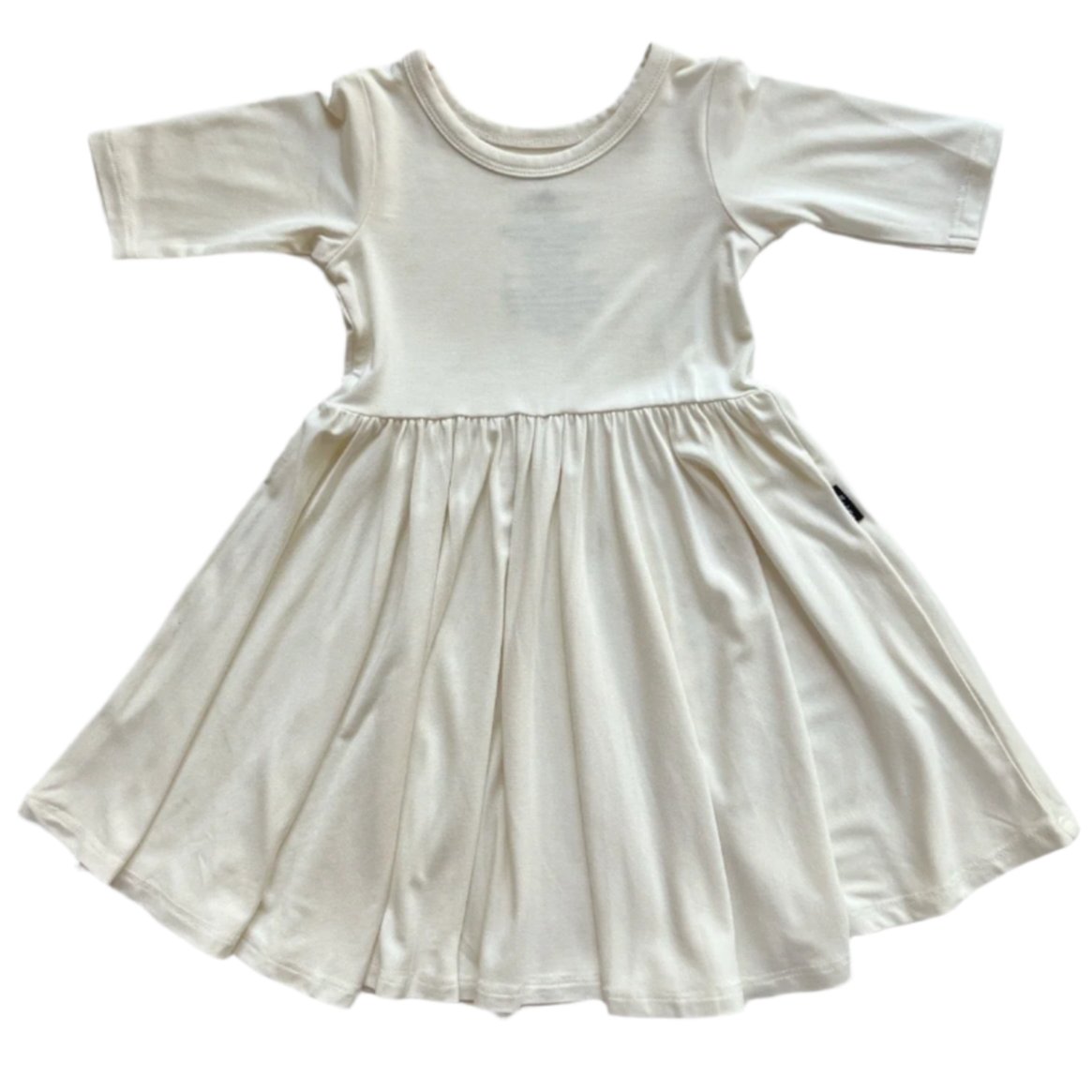 MID SLEEVE BAMBOO DRESS- Natural - HoneyBug 