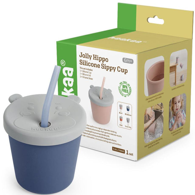 Haakaa Jolly Hippo Silicone Sippy Cup 1 pk - HoneyBug 