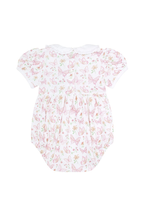 Butterflies Print Smocked Bubble - HoneyBug 