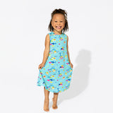 Baby Shark Bamboo Girls' Sleeveless Dress - HoneyBug 