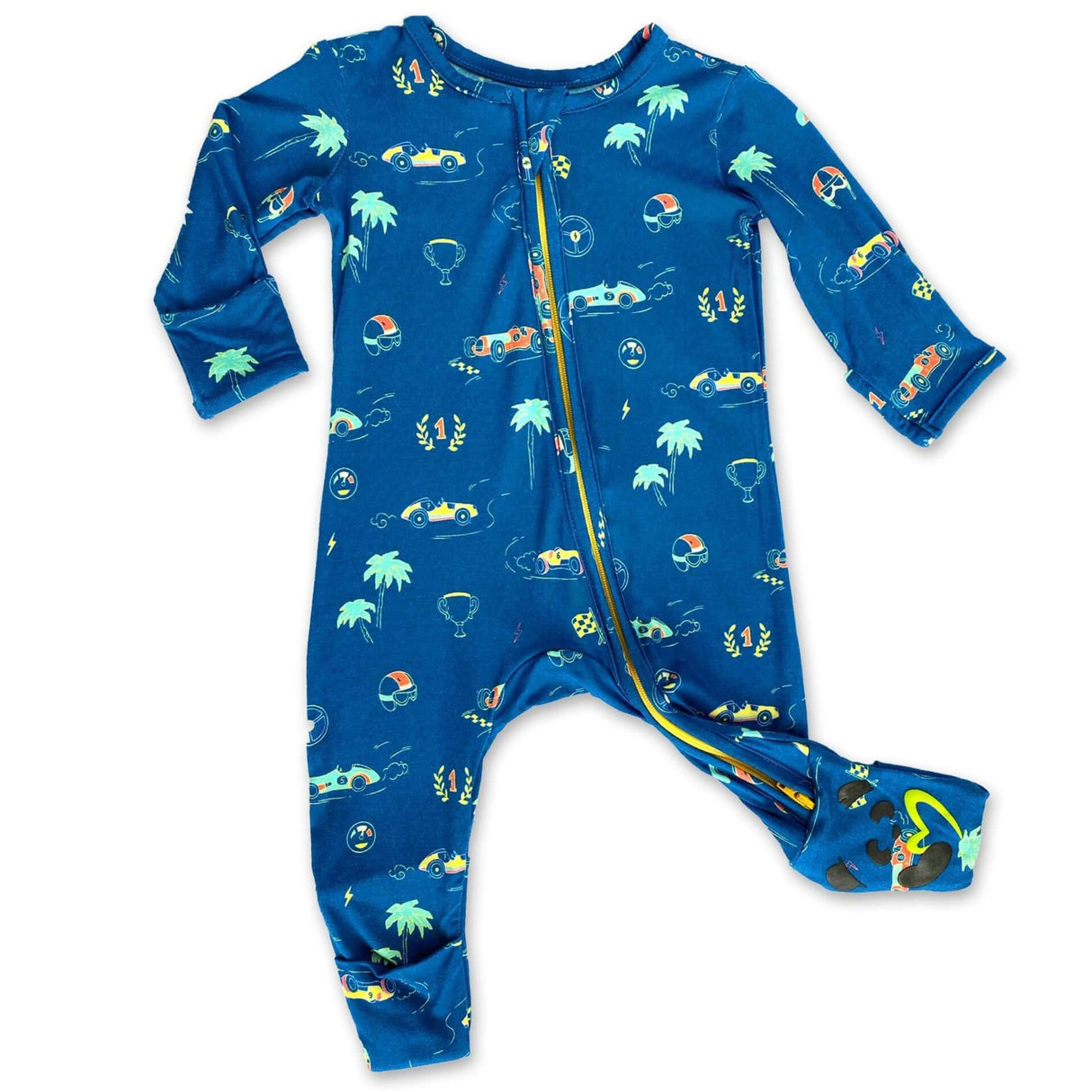 Monaco Blue Bamboo Convertible Footie - HoneyBug 