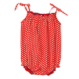 Baby Romper with Smocked Neck | Flowers in Brilliant Red - HoneyBug 