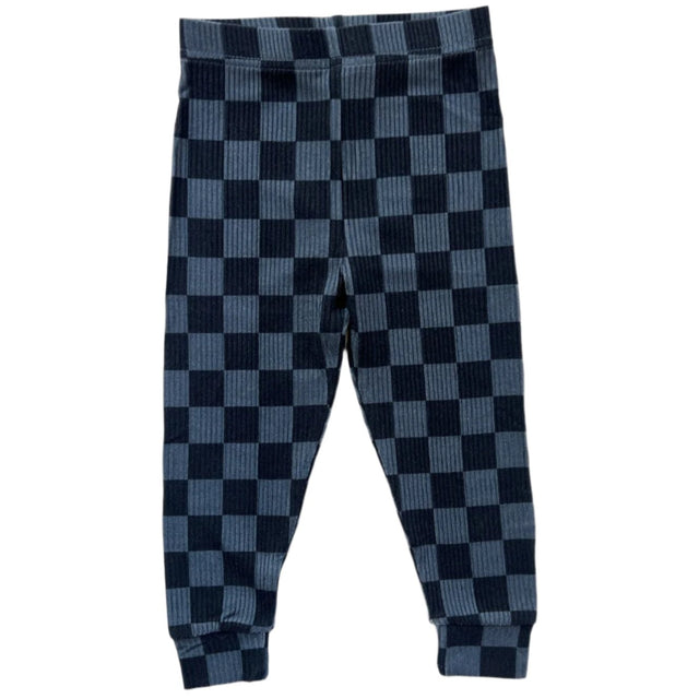 BAMBOO RIB LEGGINGS- Grey Check - HoneyBug 