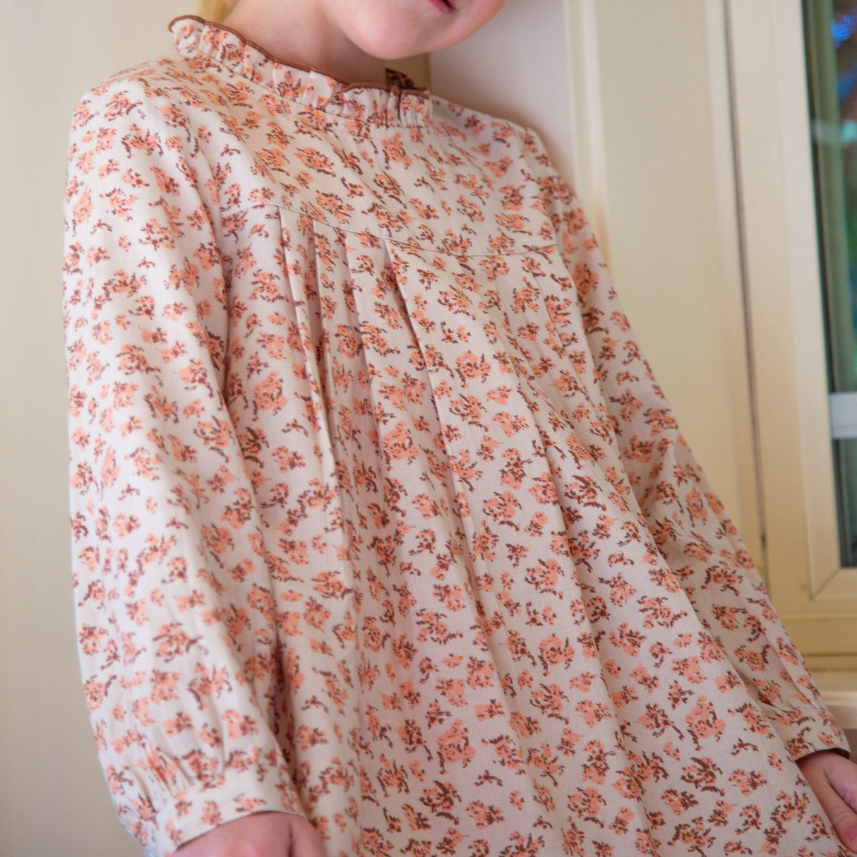 Girls Myrtle Pleated Dress | Pink Heather - HoneyBug 