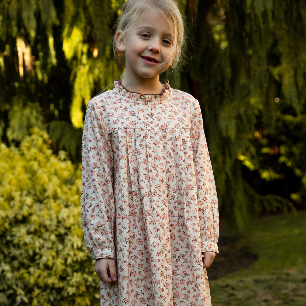 Girls Myrtle Pleated Dress | Pink Heather - HoneyBug 