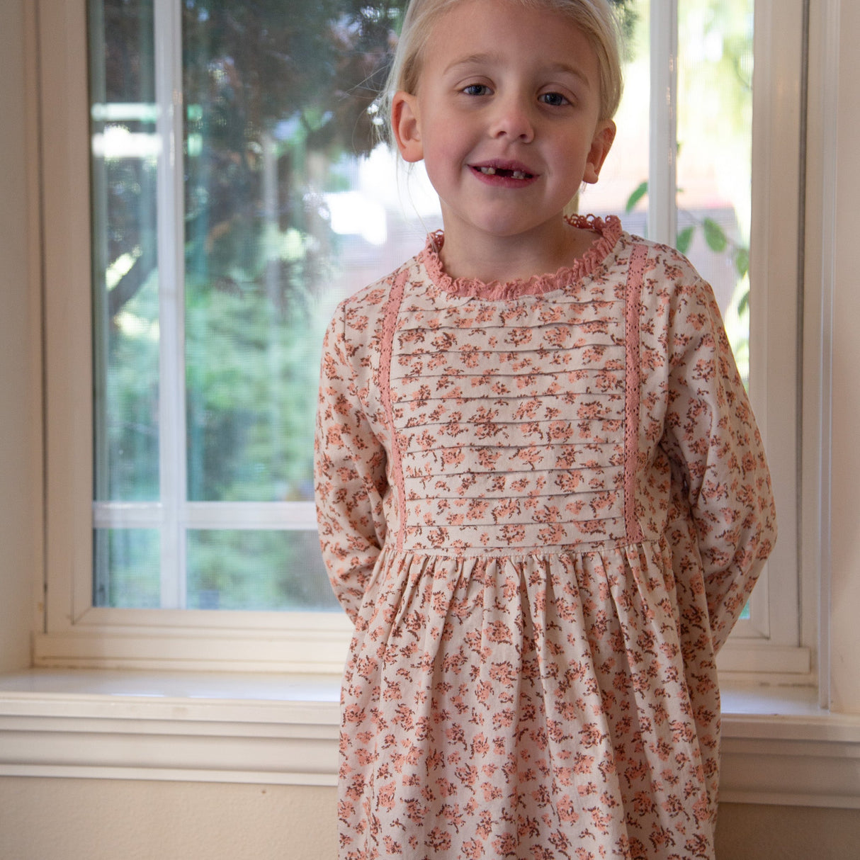 Toddler Lulu Dress with Lace Trim | Pink Heather - HoneyBug 