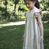 Girls’ Flutter Sleeve Dress | Mint Green Stripe - HoneyBug 