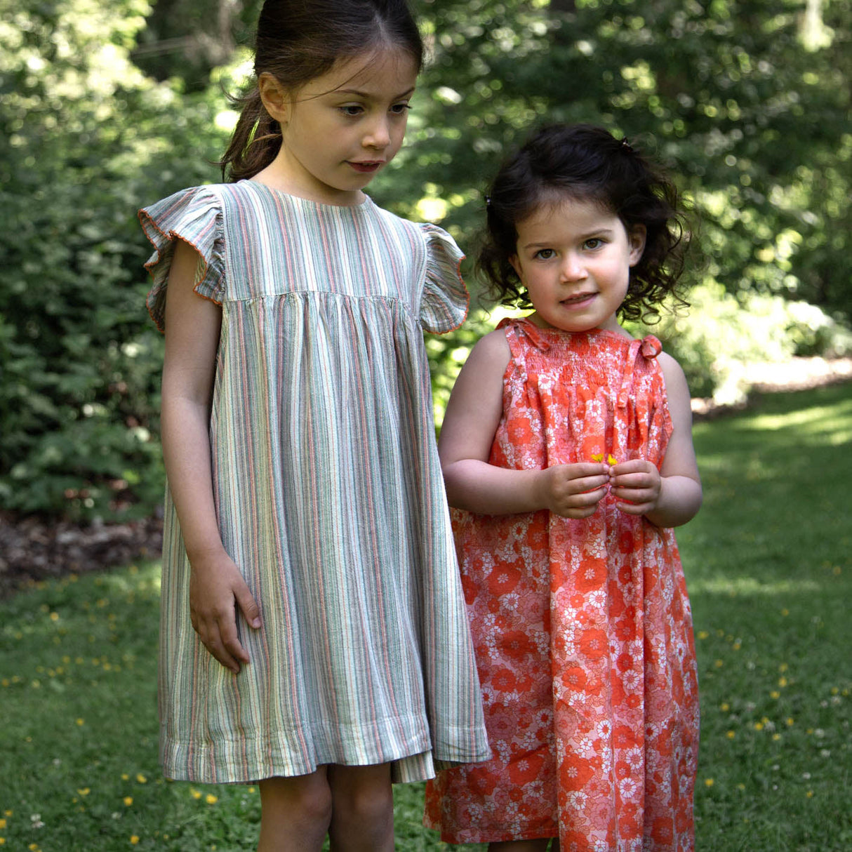 Girls’ Flutter Sleeve Dress | Mint Green Stripe - HoneyBug 