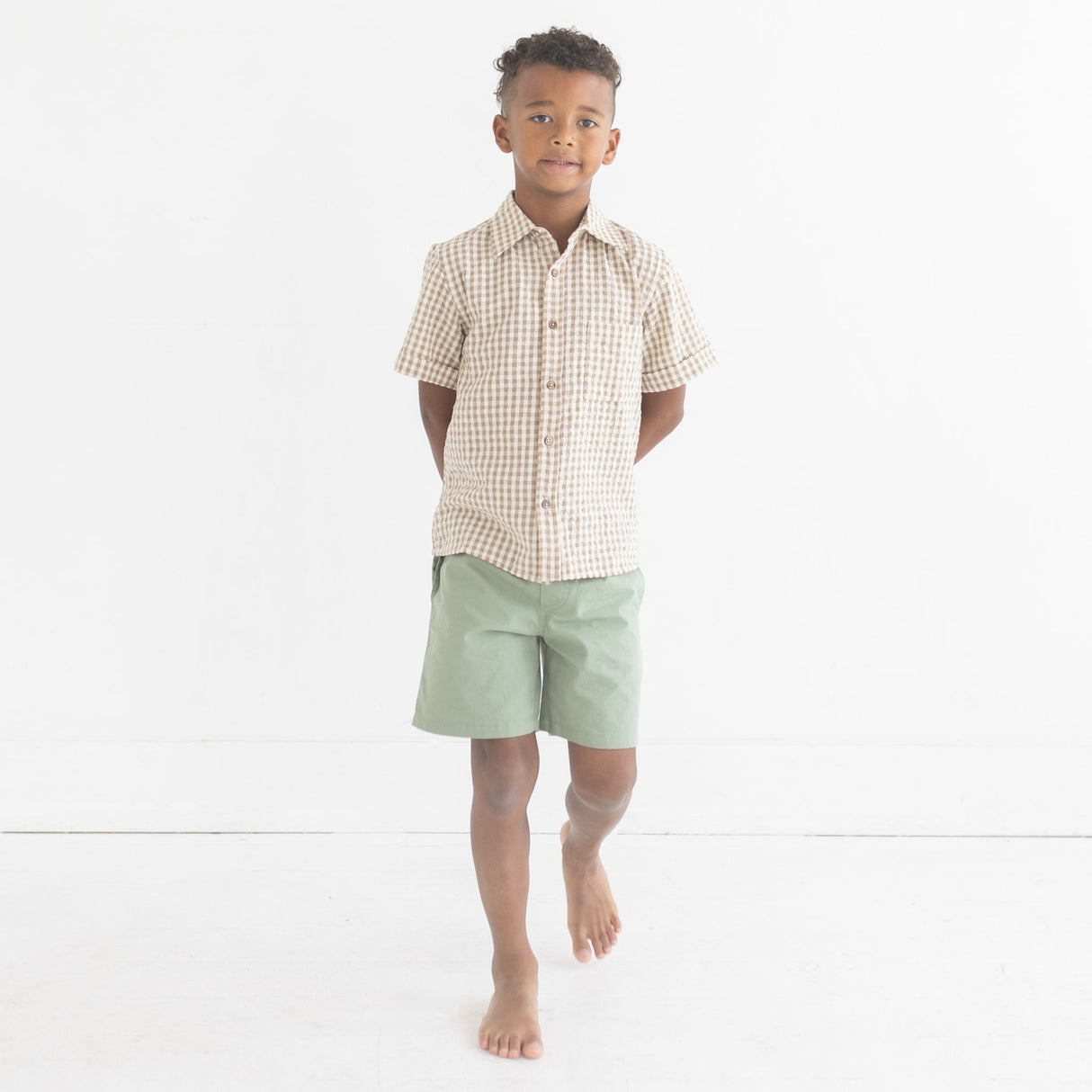 Pull On Straight Shorts | Sage Green - HoneyBug 