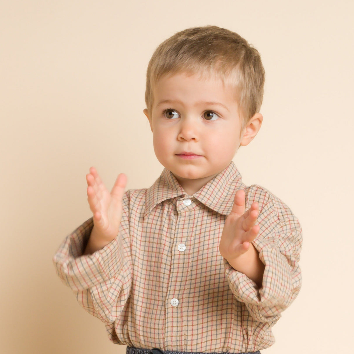 Boys Shirt | Beige Country Check - HoneyBug 