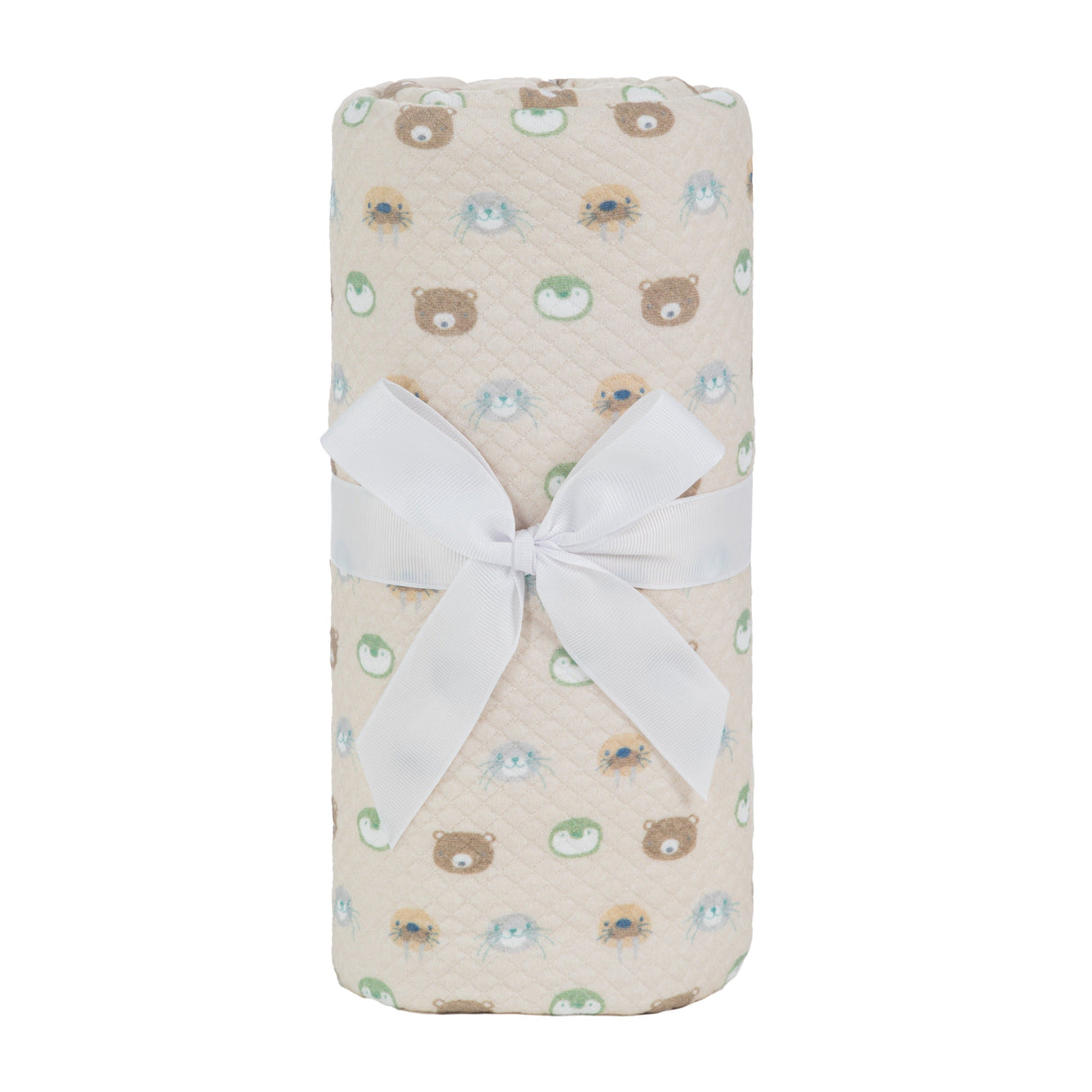 Sealy Baby Printed Knit Blanket - Beige Animal Faces - HoneyBug 