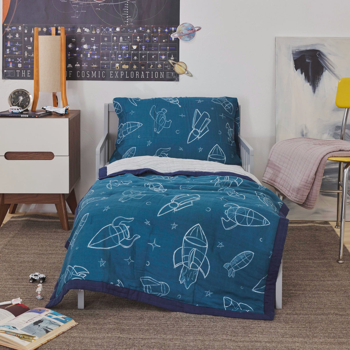 Cotton Muslin Toddler Comforter - Blast Off - HoneyBug 