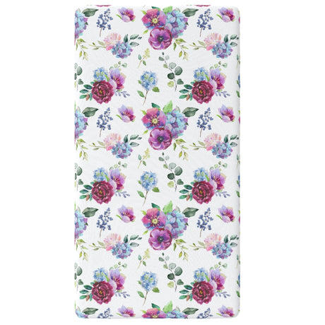 Fitted Crib Sheet - Blue Floral - HoneyBug 