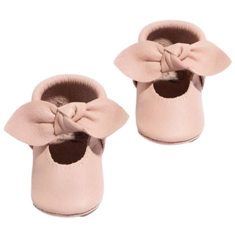 Blush Knotted Bow Baby Shoe - HoneyBug 