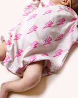 Hooded Bubble Romper | Pink Bolts - HoneyBug 