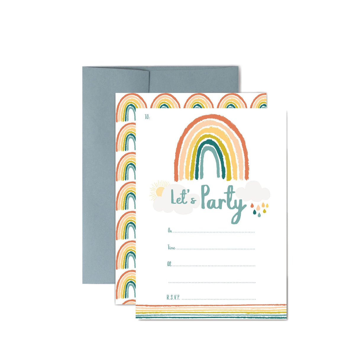 Little Rainbow Birthday Party Invitations - HoneyBug 