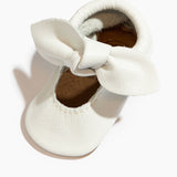 Toasted Bright White Knotted Bow Baby Shoe - HoneyBug 