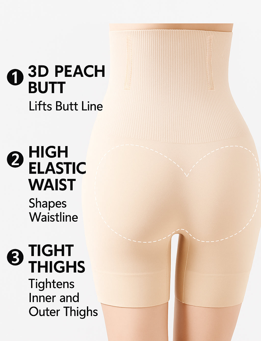 High-Waist Tummy Control Flat-Hem Shorts