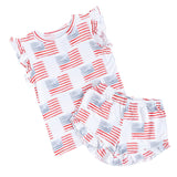 American Flag Ruffle Short Set - HoneyBug 
