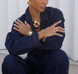 Joss Hammered Circle Brooch - HoneyBug 