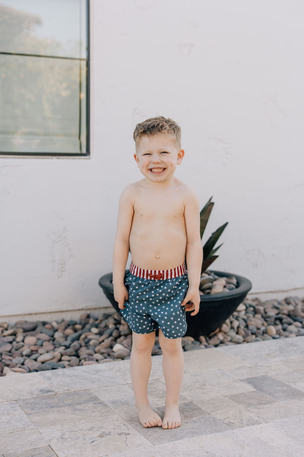 Stars and Stripes Swim Shorts - HoneyBug 