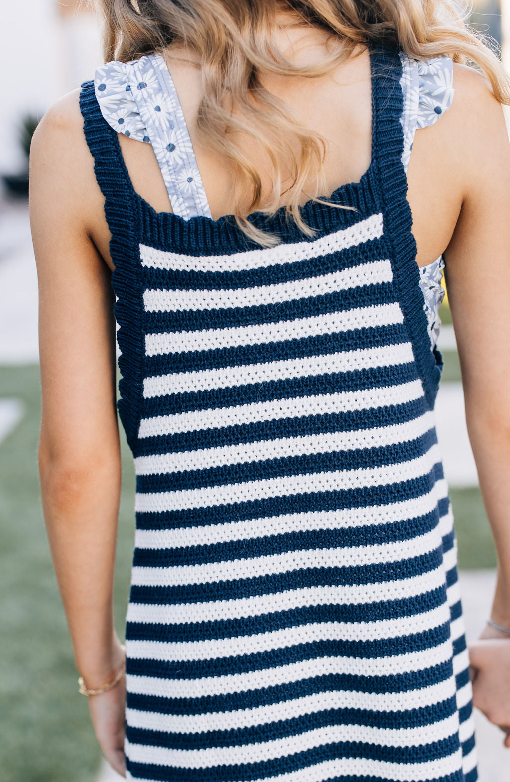 Navy Stripe Knit Tank Dress - HoneyBug 