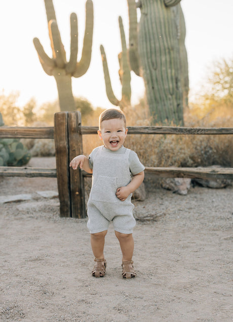 Heather Grey Pocket Knit Overalls - HoneyBug 