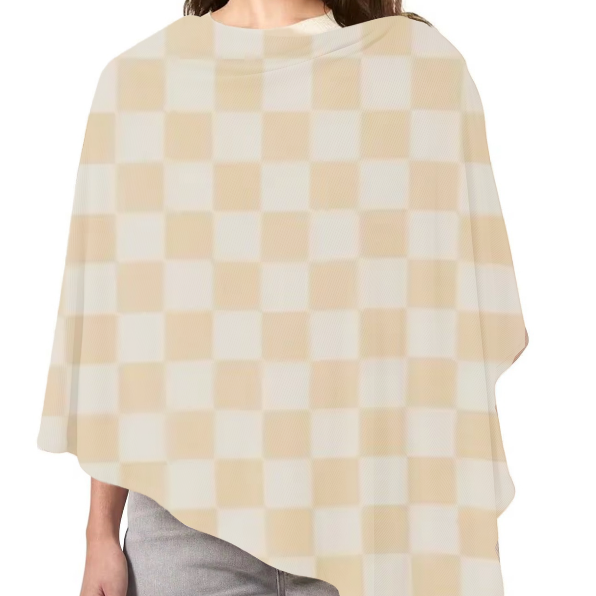 Beige & White Checkered Carseat Cover