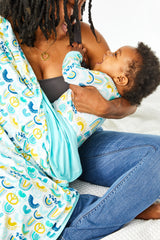 Stretchy Oversized Blanket - Rainbows Blue - HoneyBug 