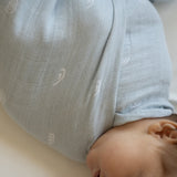 Cotton Muslin Swaddle Blanket - Blue Rainbow - HoneyBug 