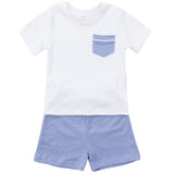 Charles Boys' Short Set - Blue Stripes - HoneyBug 
