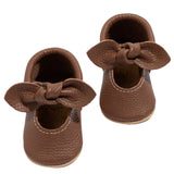Chestnut Knotted Bow Baby Shoe - HoneyBug 