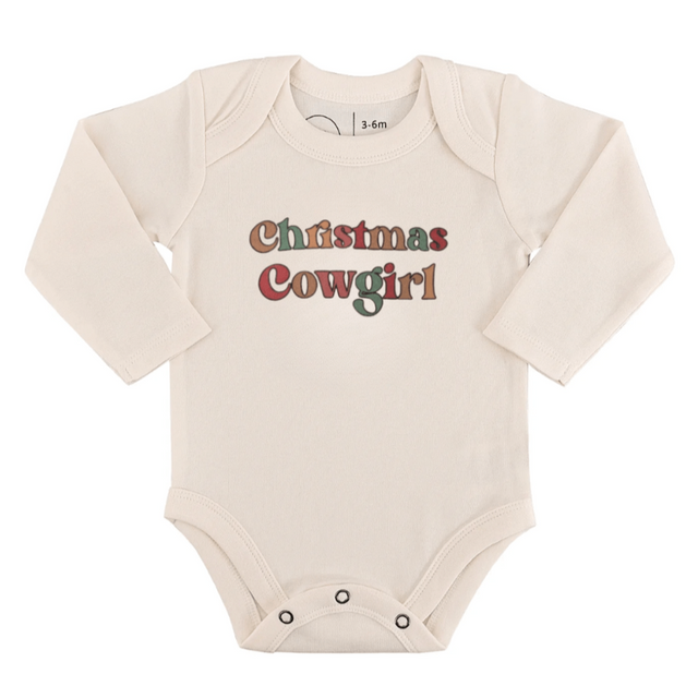 long sleeve graphic bodysuit | christmas cowgirl - HoneyBug 