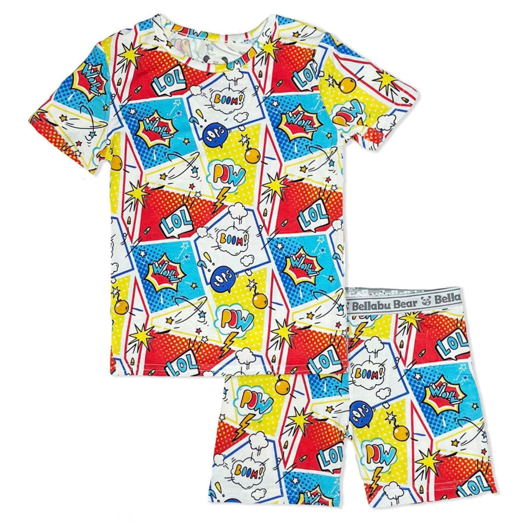 Comic Hero Bamboo Kids Pajama Short Set - HoneyBug 