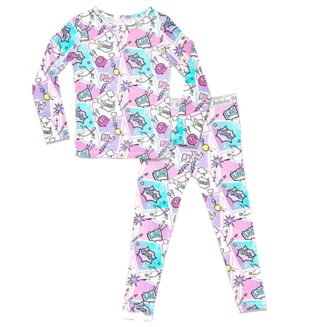 Comic Purple Bamboo Kids Pajamas - HoneyBug 