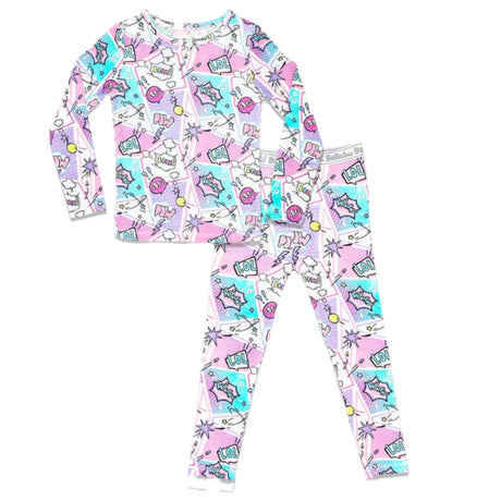 Comic Purple Bamboo Kids Pajamas - HoneyBug 