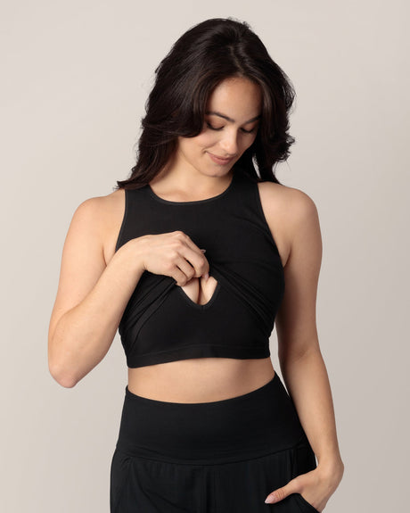 Sublime® Bamboo Maternity & Nursing Longline Bra Top | Black - HoneyBug 
