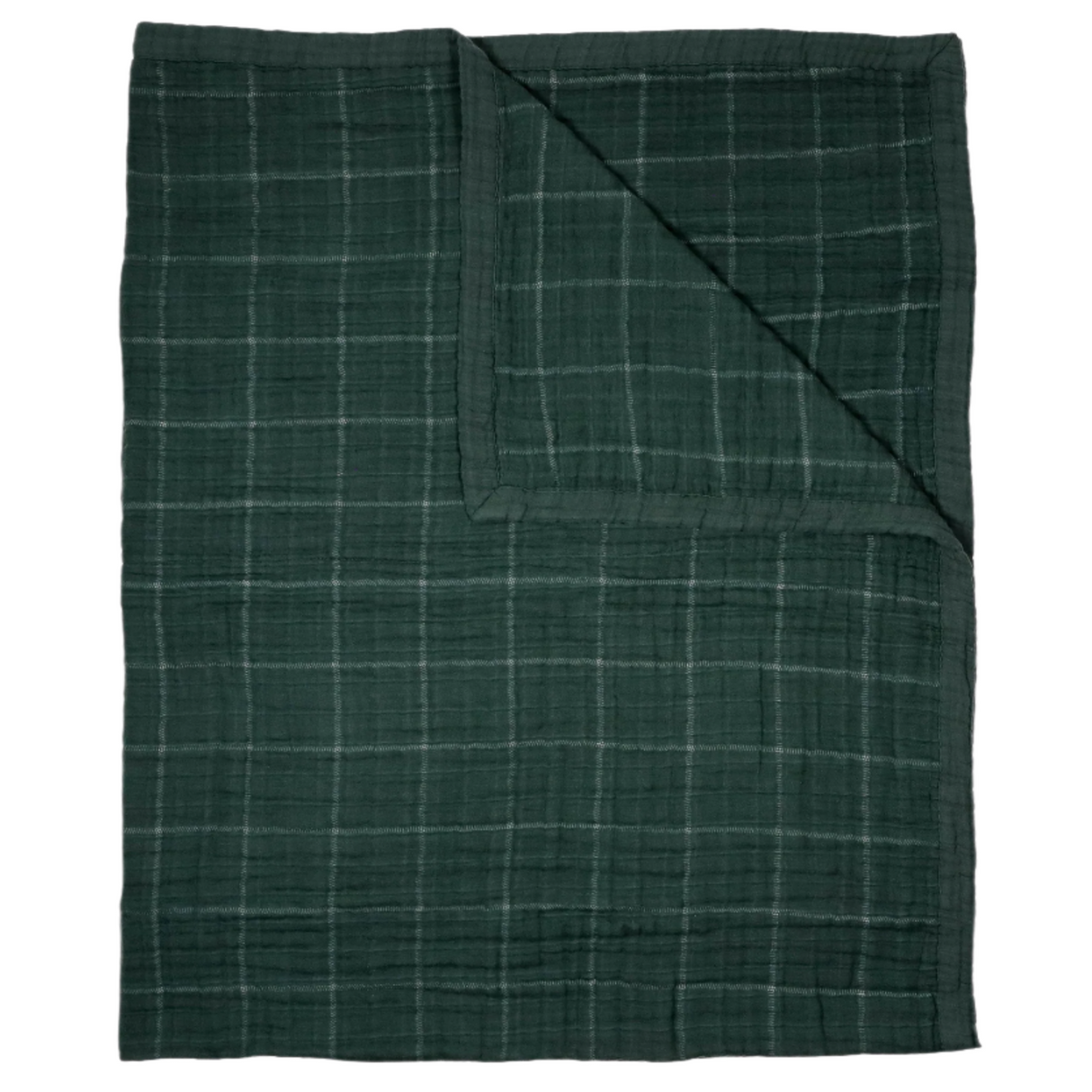 Cotton Muslin Quilted Throw - Evergreen Plaid - HoneyBug 