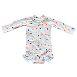 Girl's One-Piece Ruffle Rash Guard Swimsuit - HoneyBug 