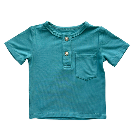 Boy's Short Sleeve Henley Shirt - HoneyBug 