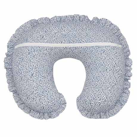 Blue Floral Ruffle Nursing Pillow Cover