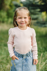 Pink Pointelle Long Sleeve Tee - HoneyBug 