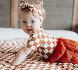 COPPER CHECKERS DREAM TUTU BODYSUIT DRESS - HoneyBug 