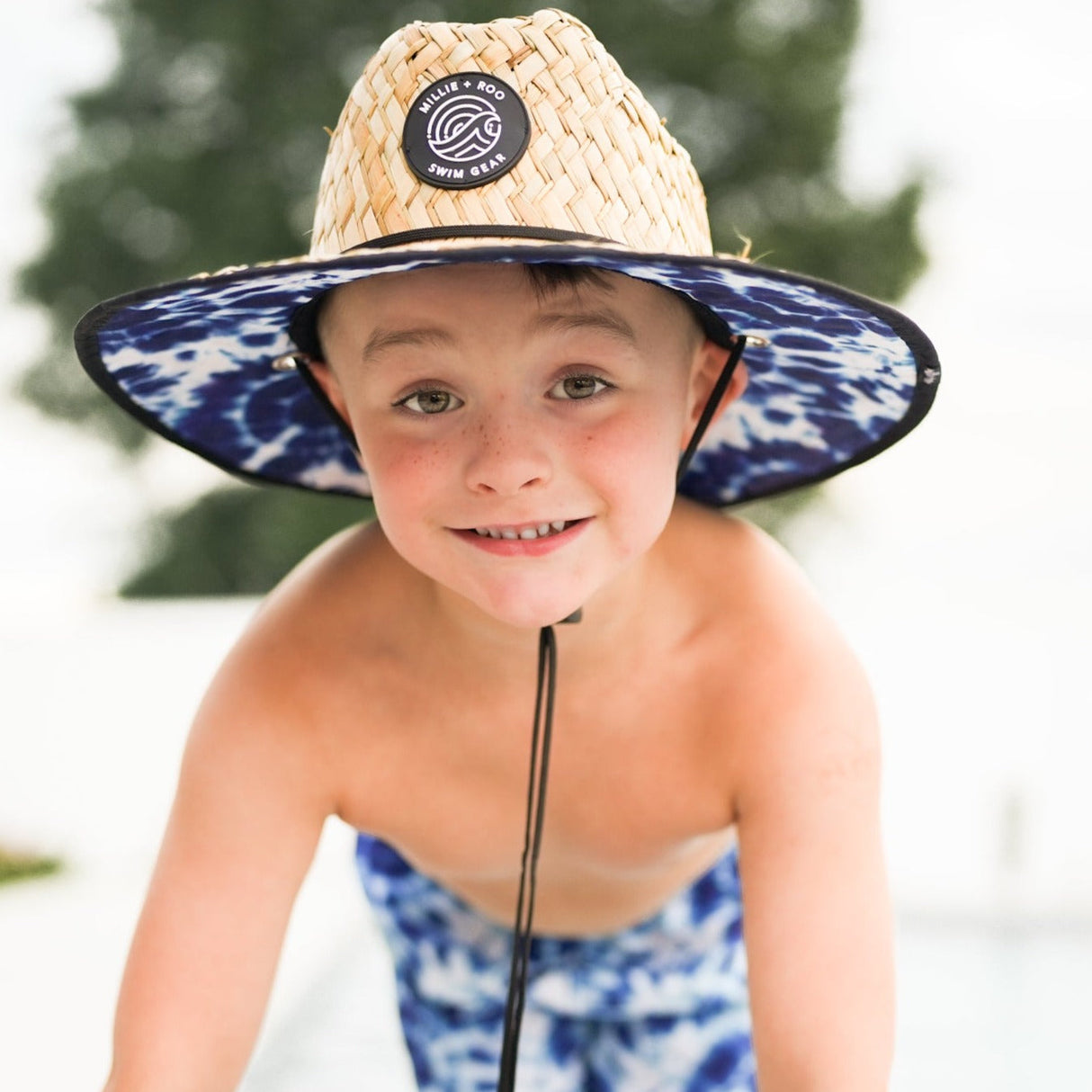 Straw Hat- Blue Tie Dye - HoneyBug 