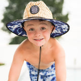 Straw Hat- Blue Tie Dye - HoneyBug 