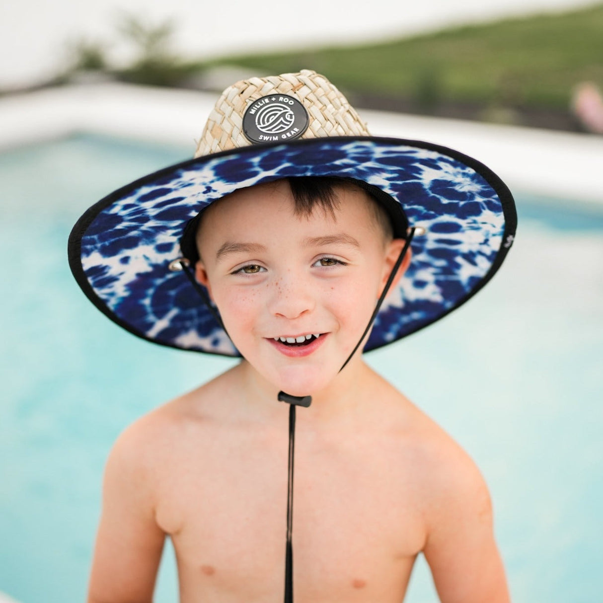 Straw Hat- Blue Tie Dye - HoneyBug 