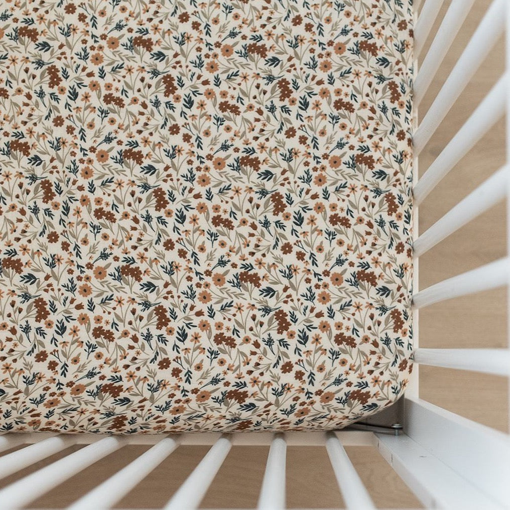 Harvest Floral Muslin Crib Sheet - HoneyBug 